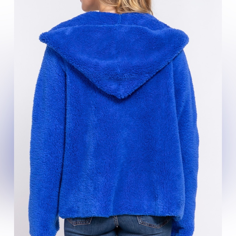 17 LONG DOLMAN SLEEVE HOODIE SHERPA JACKET - Picture 3 of 3